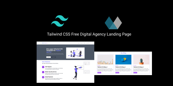 tailwind css free digital agency landing page